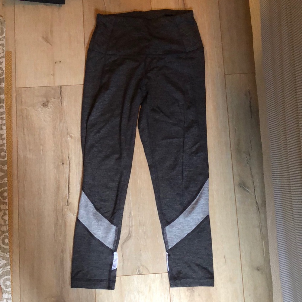 Gray and white leggings